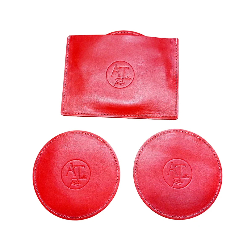Lot de 4 Sous-Verres en Cuir rouge Artisanal Chris & Dji