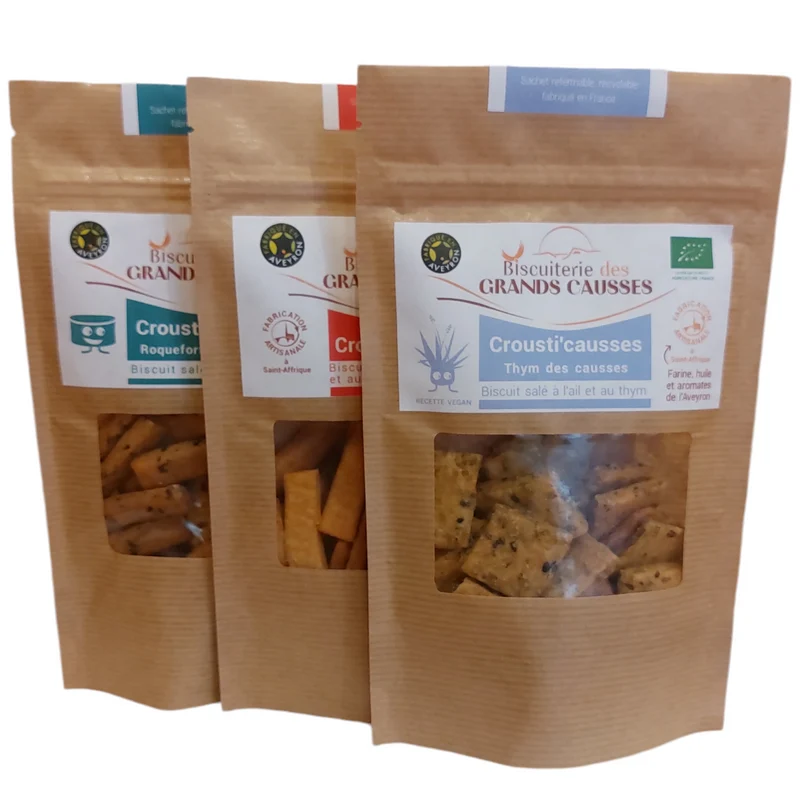 Biscuits Salés Bio au Roquefort et Piment – Biscuiterie Artisanale des Grands Causses