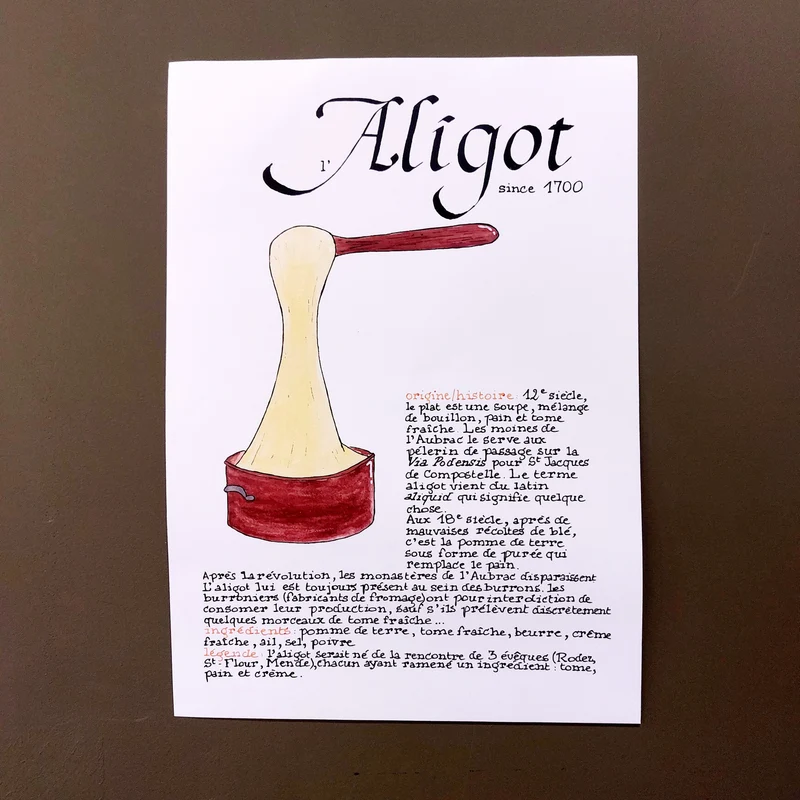 Affiche A4 Calligraphie – Histoire de l'Aligot