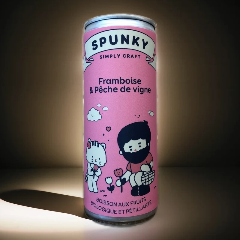 Soda bio Framboise et pêche de vigne 25cl - Spunky