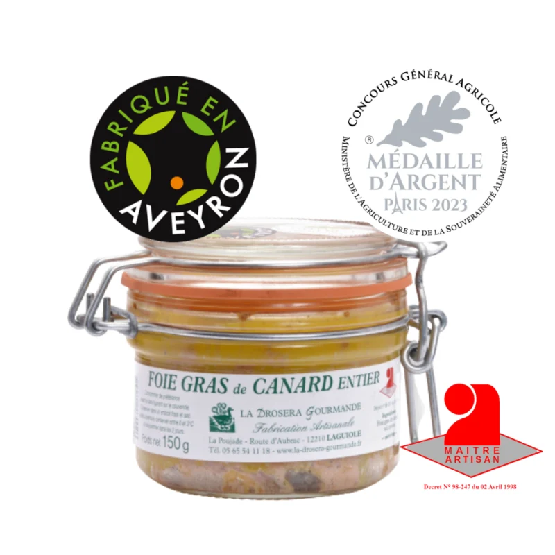 Foie Gras de Canard Entier - Fabrication Artisanale 150g