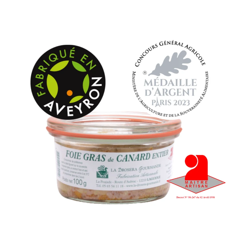Foie Gras de Canard Entier - Fabrication Artisanale 100g
