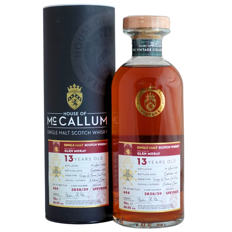 Whisky Single Malt Scotch Glen Moray 13 ans d'âge