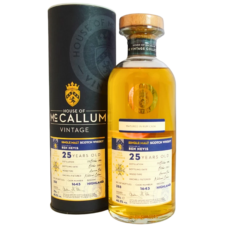 McCALLUM Ben Nevis Whisky 25 ans d'âge 1996