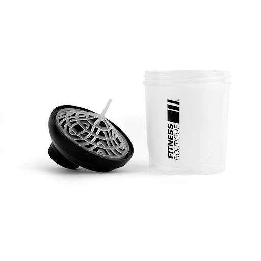 Shaker FitnessBoutique Translucide Couvercle Noir 300 ml