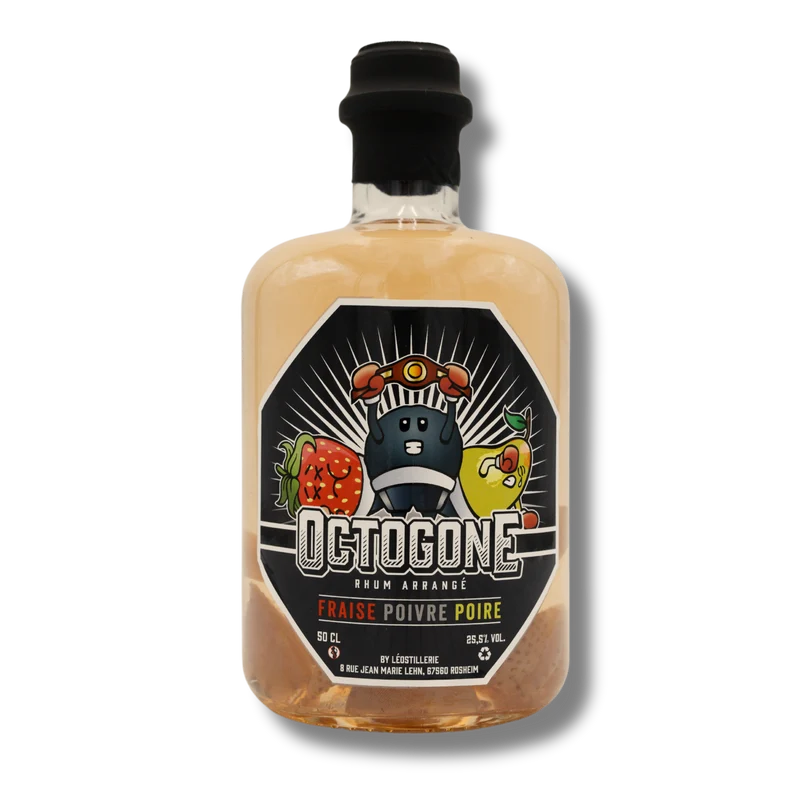 Rhum arrangé Fraise Poivre Poire - Octogone by Leostillerie - 50cl