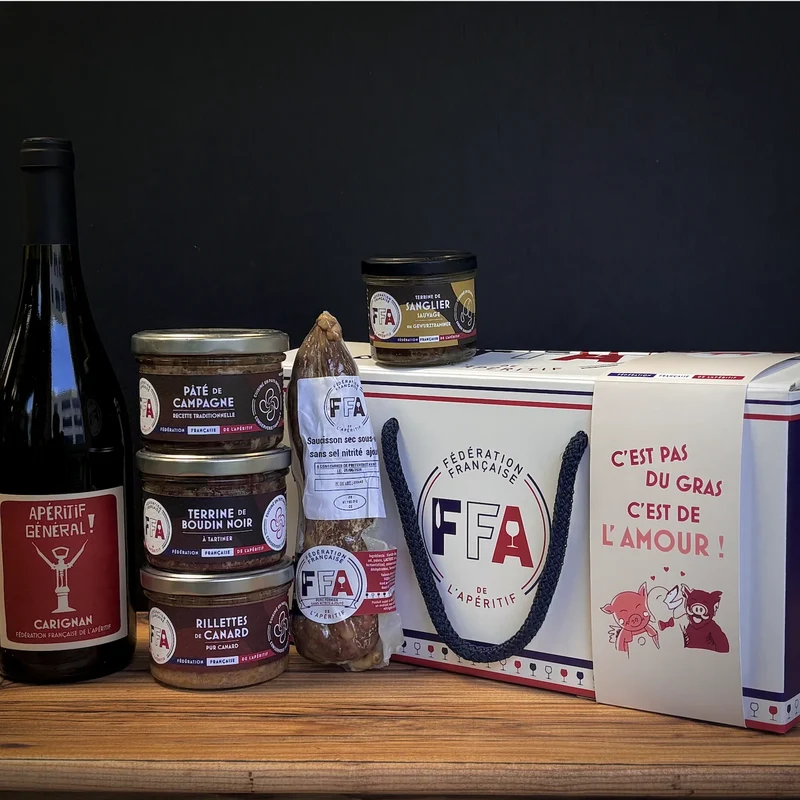 Coffret apéro gourmand "C'est pas du gras c'est de l'amour"