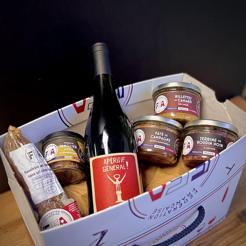 Coffret apéro gourmand "C'est pas du gras c'est de l'amour"