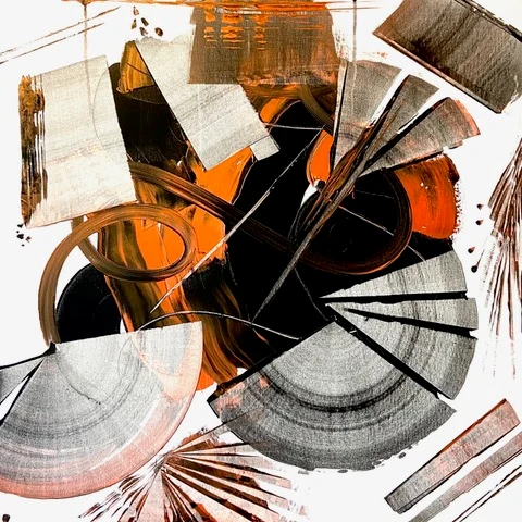 "Industrie" - Peinture acrylique et spatule - Toile en coton 3D - Helline Durand