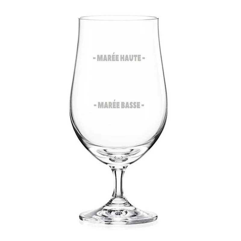 Verre à bière gravé marée haute marée basse