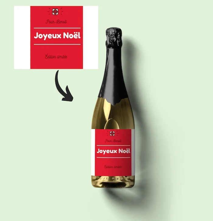 Champagne Joyeux Noël personnalisé avec prénom