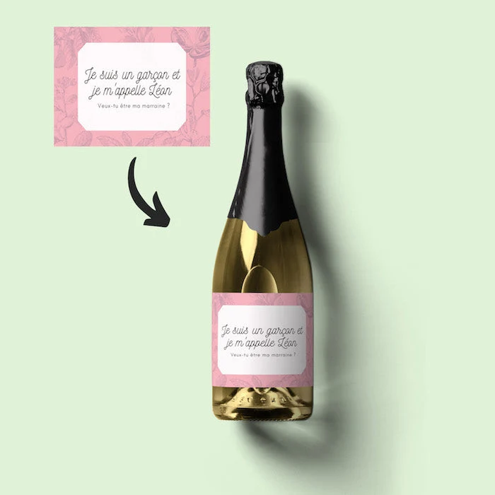 Champagne Je suis un garçon, veux-tu être ma marraine ?