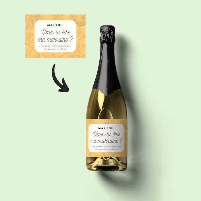 Champagne veux-tu être ma marraine - prénom personnalisé