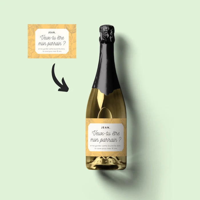 Champagne veux-tu être mon parrain - prénom personnalisé