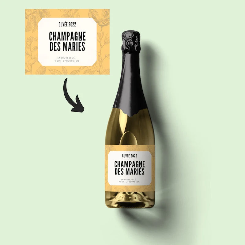 Bouteille de champagne personnalisée des mariés