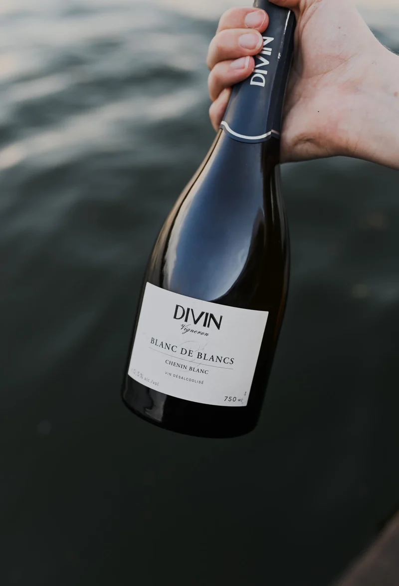 Vin effervescent Chenin blanc Divin Vigneron Blanc de blancs sans alcool 0,5%