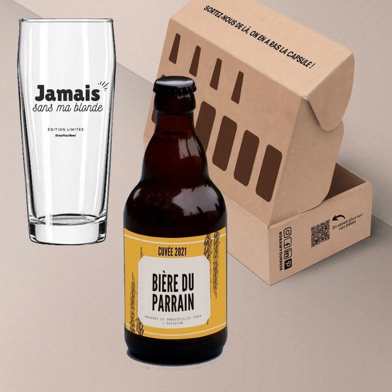 Coffret bière du parrain avec ou sans verre