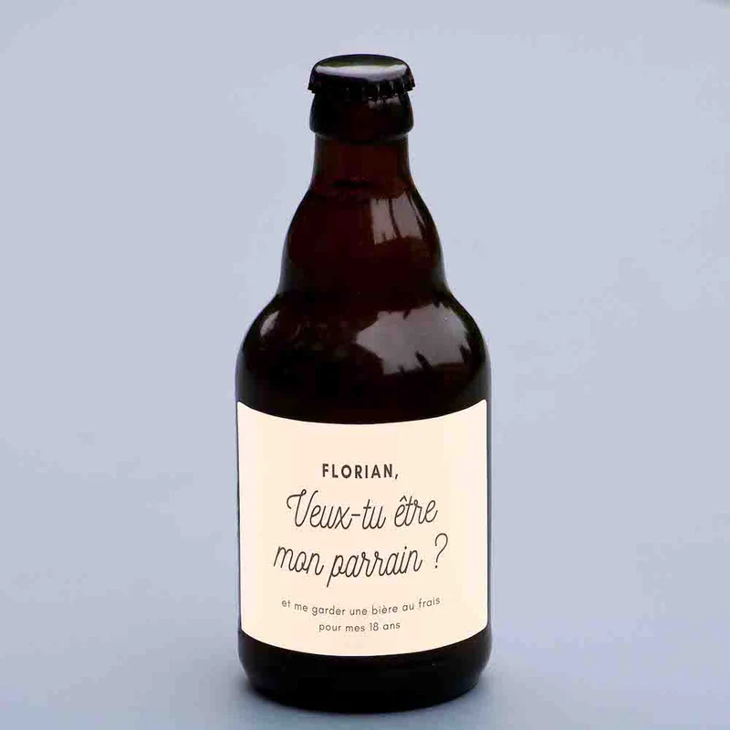 Bière veux-tu être mon parrain - prénom personnalisé