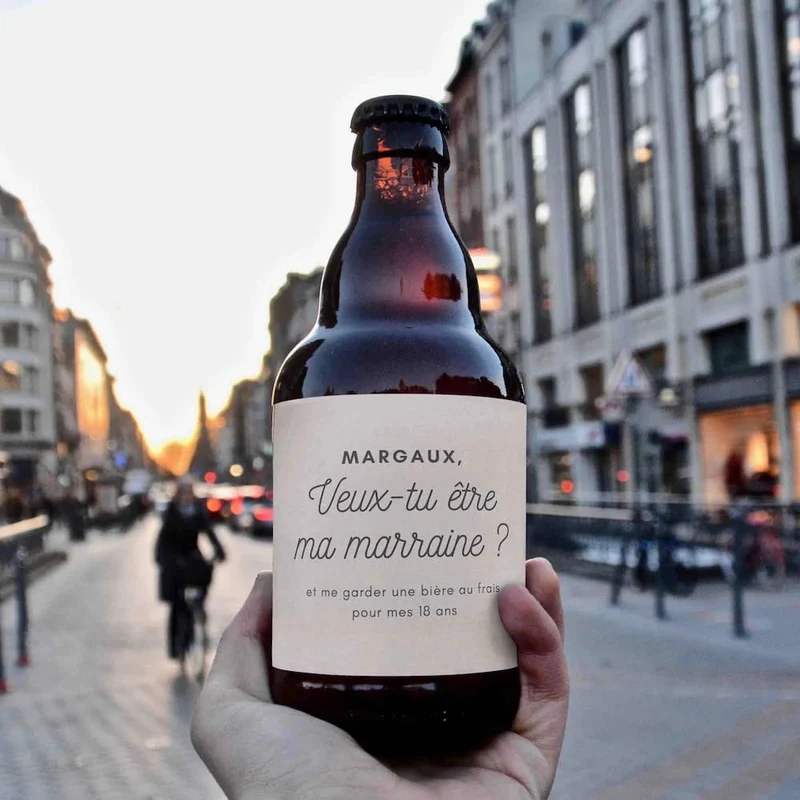 Bière veux-tu être ma marraine - prénom personnalisé