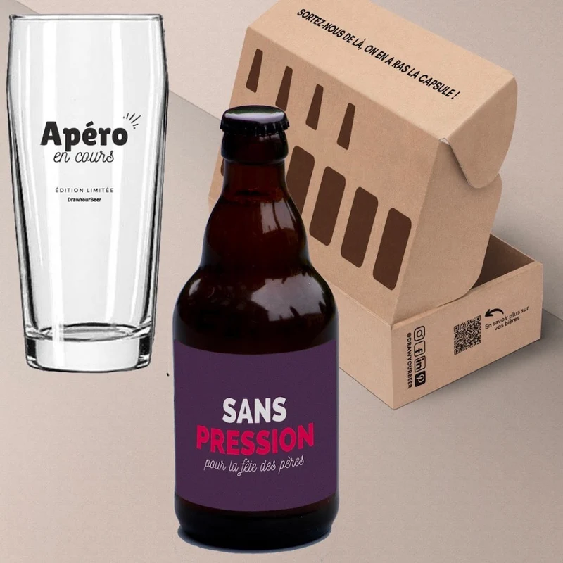 Coffret bière Sans pression pour la fête des pères avec ou sans verre