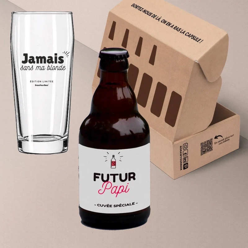 Coffret bière futur papi avec ou sans verre
