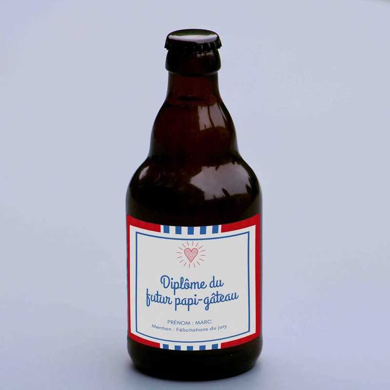 Bière cadeau annonce grossesse - Diplôme futur papi gateau