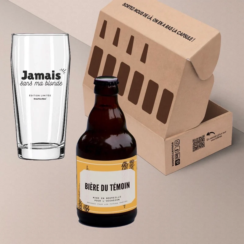 Coffret Annonce Témoin 5 bières et 1 verre