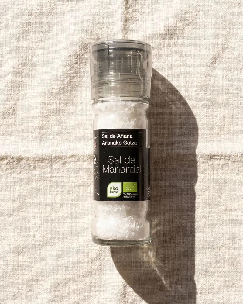 Sal de Manantial Nature — Sal de Añana | Sel minéral de source Pays Basque, moulin, Eusko Label, bio, 75 g