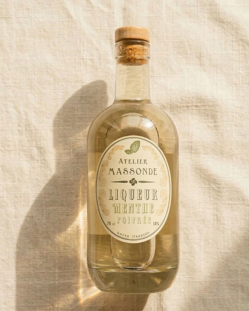 Liqueur de Menthe Poivrée — Atelier Massonde | Liqueur artisanale basque 70 cl, 18°