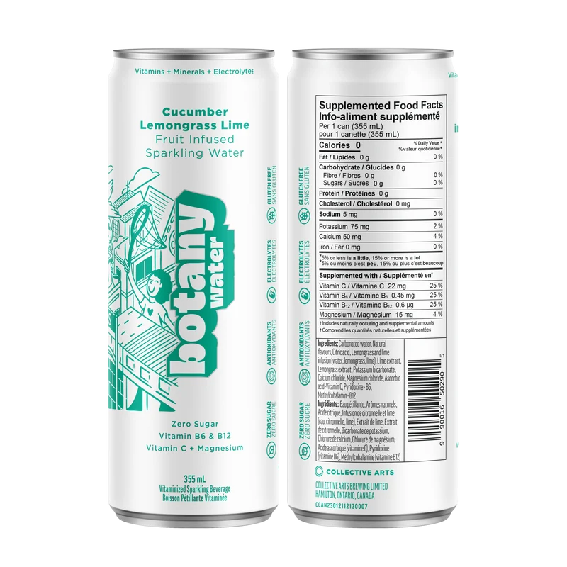 Botany Water: Cucumber, Lemongrass & Lime Fruit Infused Sparkling Water