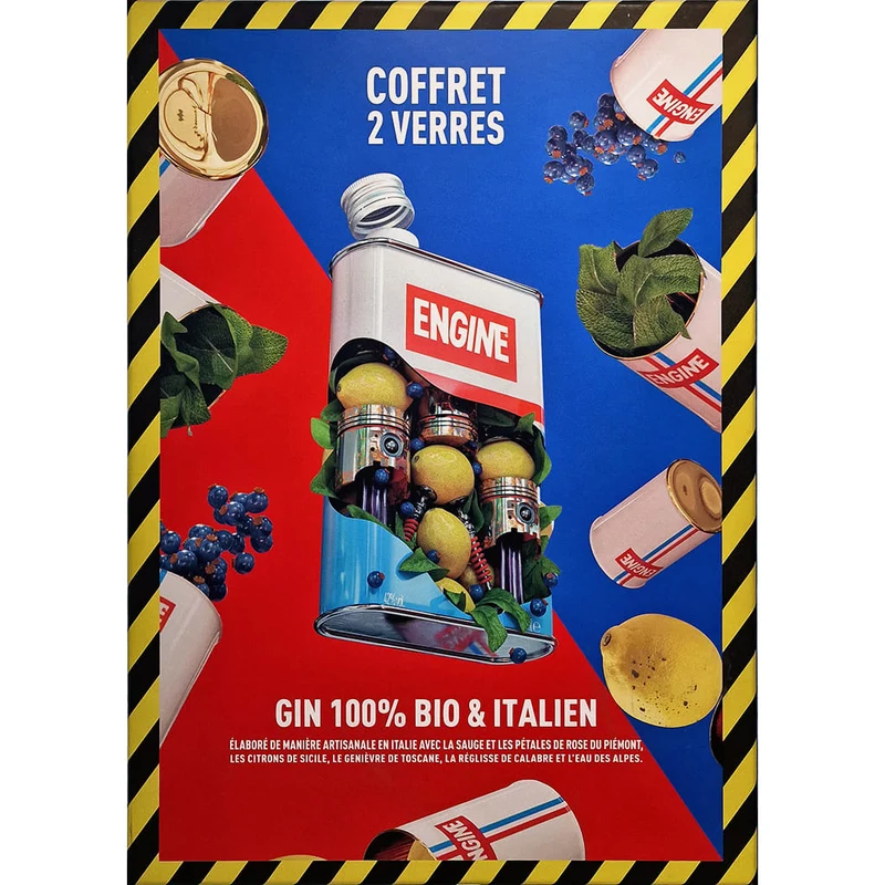 Coffret Gin Engine bio | 50 cl et 2 verres