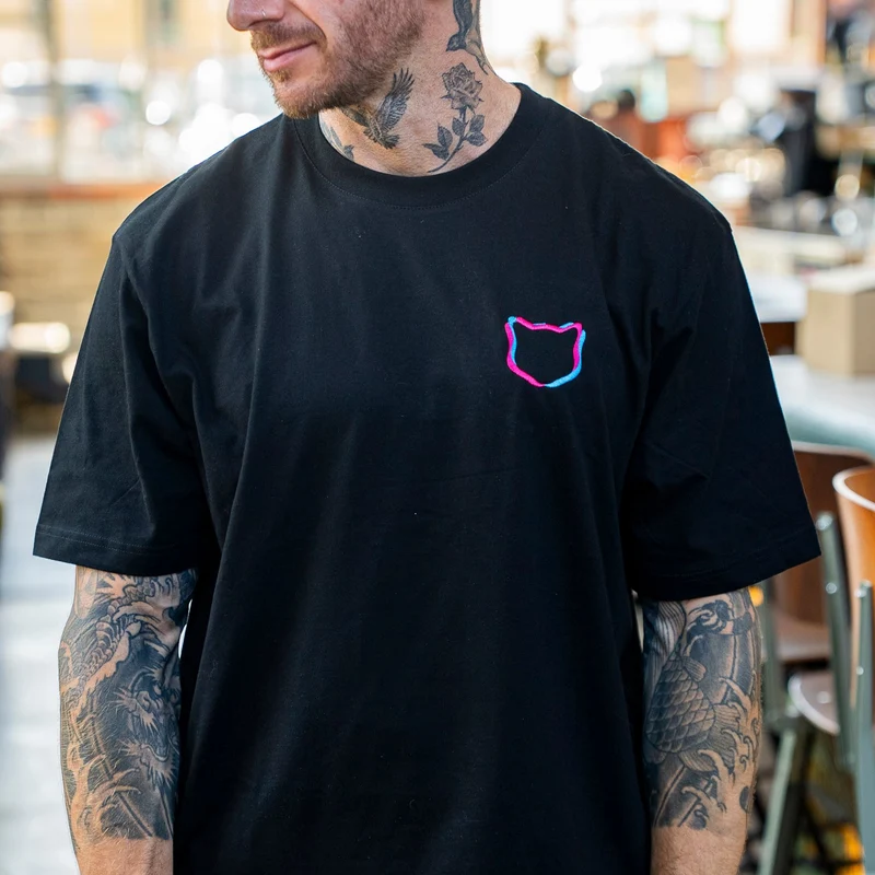 T-Shirt with Emboidered Twisted Cat Logo