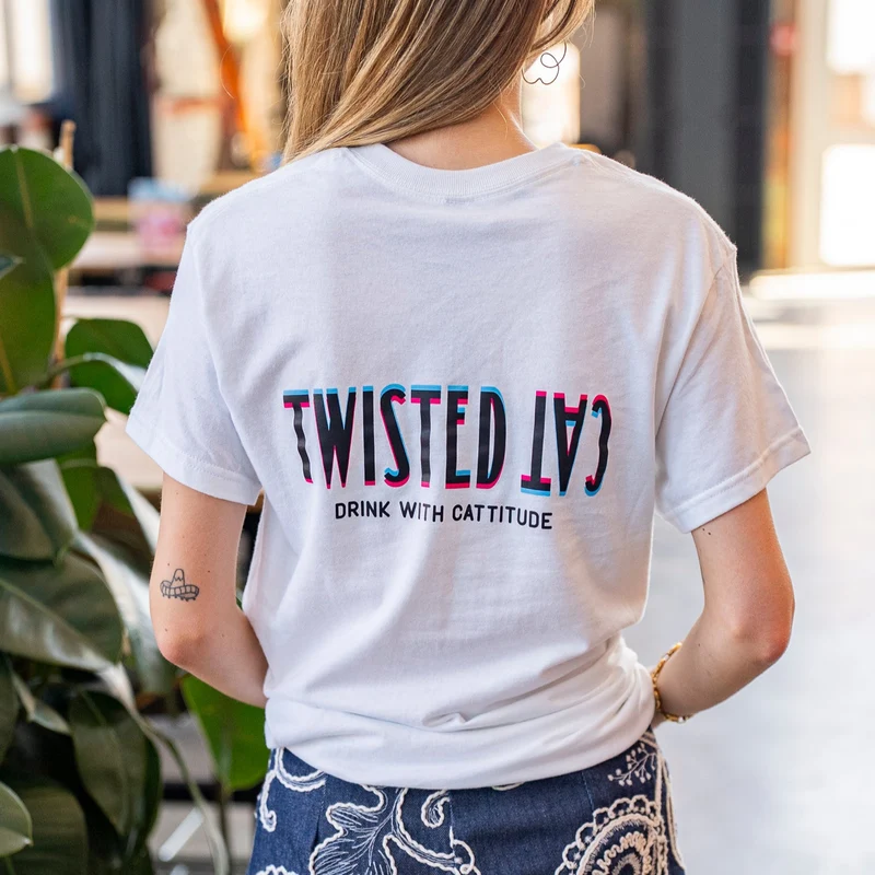 T-Shirt with Cat Face Print