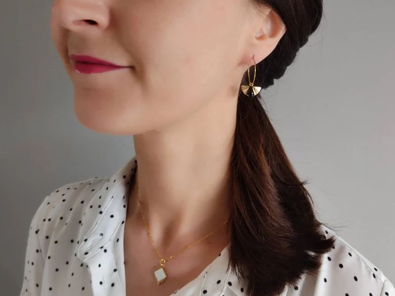 1 Paire de boucles d'oreilles créoles éventail