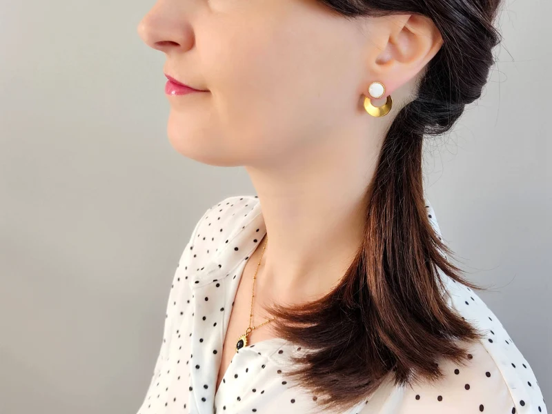 Duo boucles d'oreilles en nacre et agate