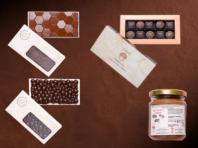 Coffret Gourmand Chocolat : Chocolats Pralinés, Tablettes et Pâte à tartiner
