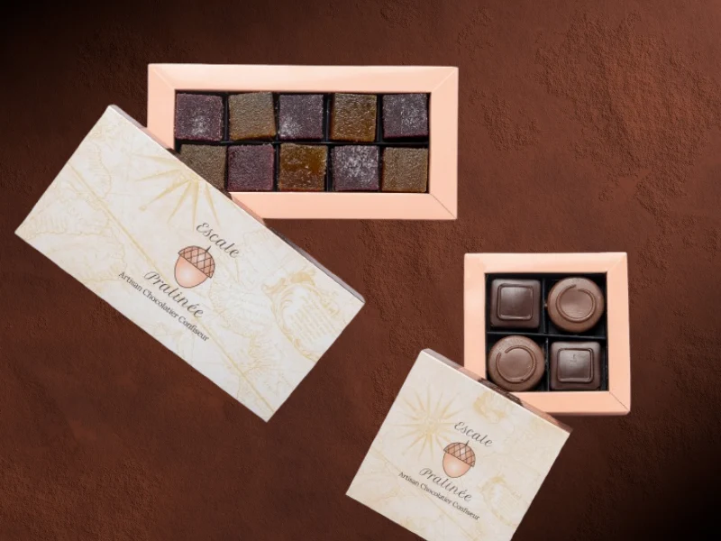 Coffret 20 pâtes de fruit et 4 chocolats pralinés