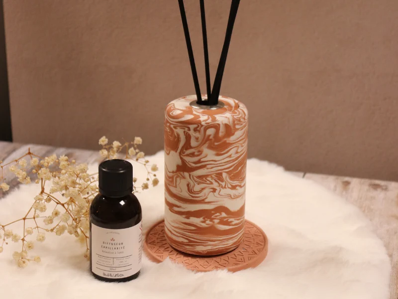 Un coffret diffuseur capillarité et son plateau