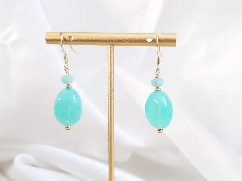 Boucles d'oreilles pendantes perles bleues