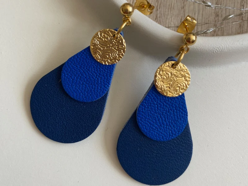 Boucles d'oreilles "Simone" en cuir upcyclé, création artisanale
