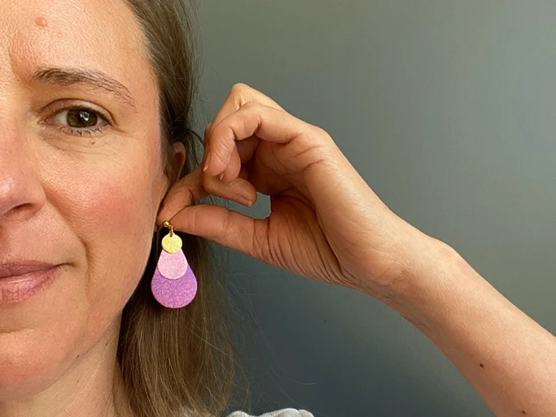 Boucles d'oreilles "Simone" en cuir upcyclé, création artisanale