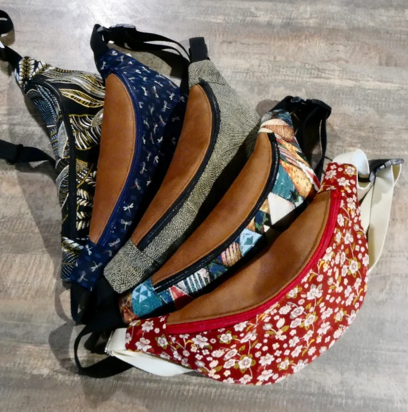 1 sac banane en tissus jacquard ou coton