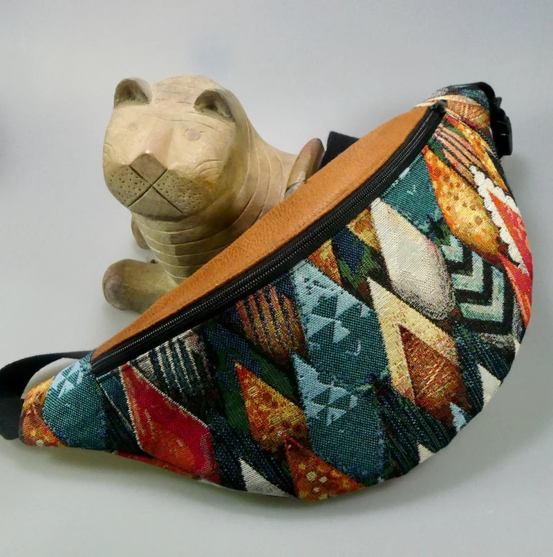 1 sac banane en tissus jacquard ou coton