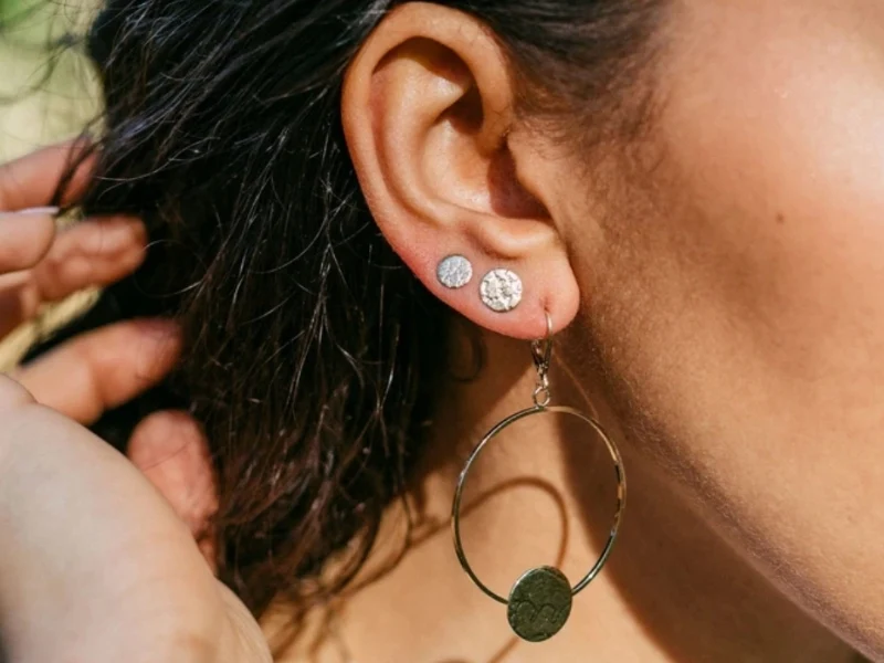 Boucles d'oreilles puces motif "Dentelle"