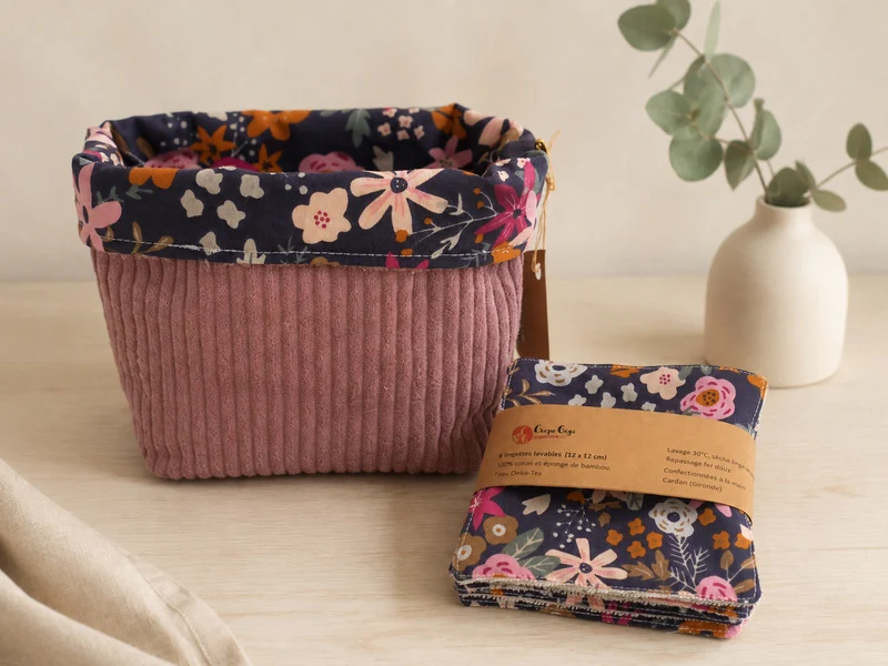 Ensemble panier et 6 lingettes beauté