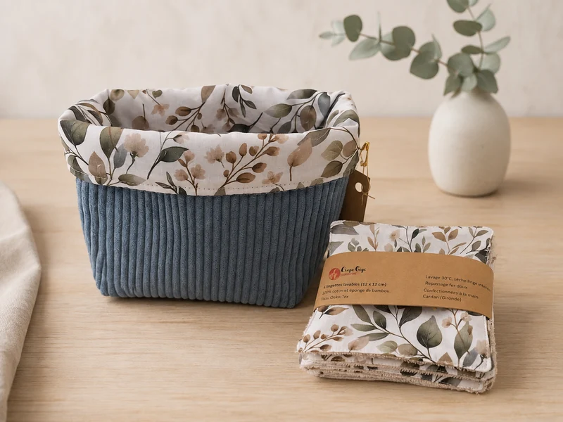 Ensemble panier et 6 lingettes beauté