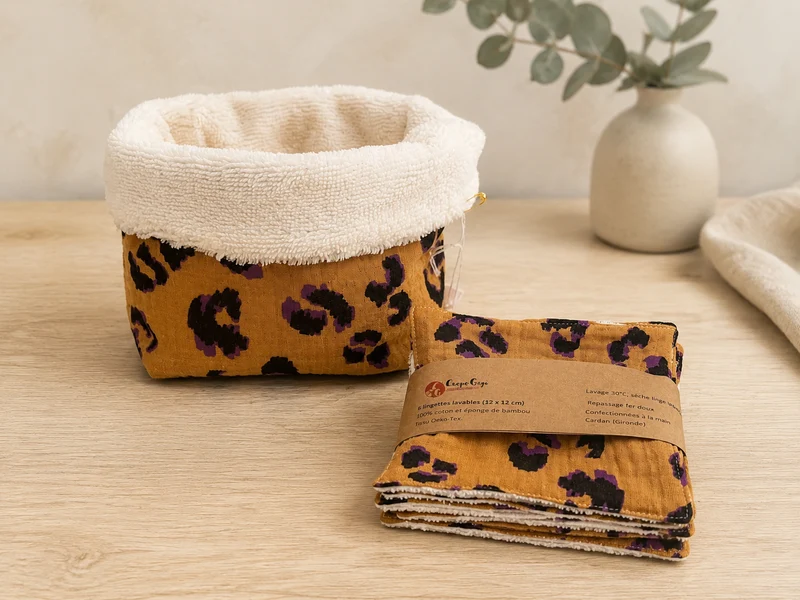 Ensemble panier et 6 lingettes beauté