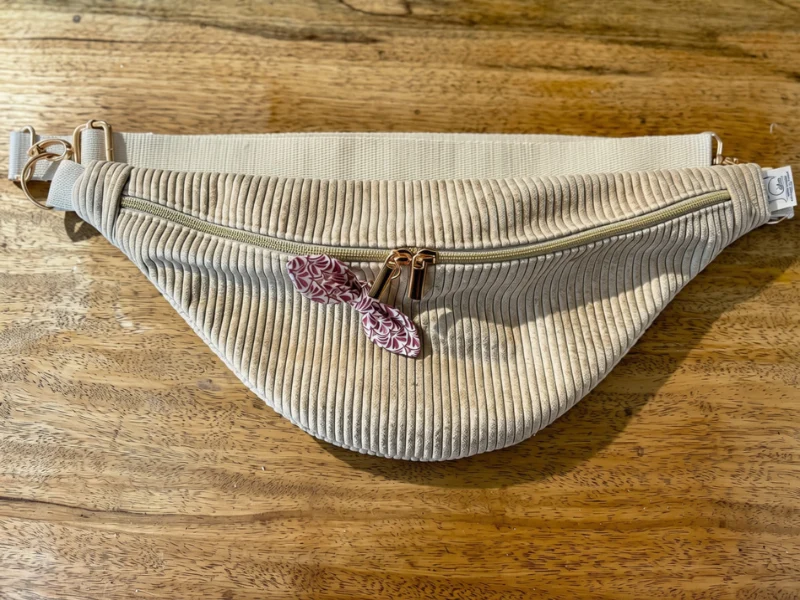 Grand sac banane en velours & son porte-clé nœud