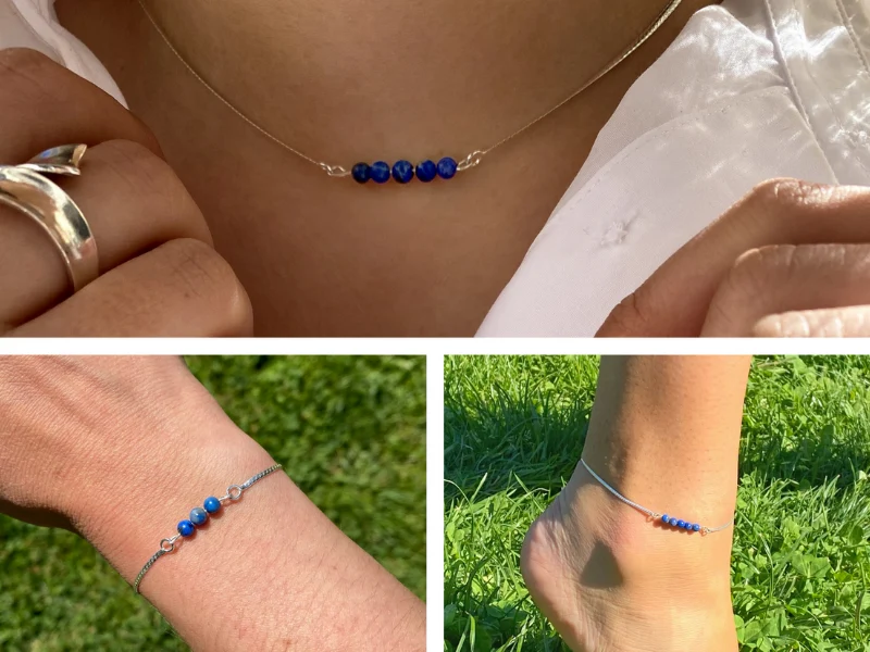 Collier, bracelet et chaine de cheville