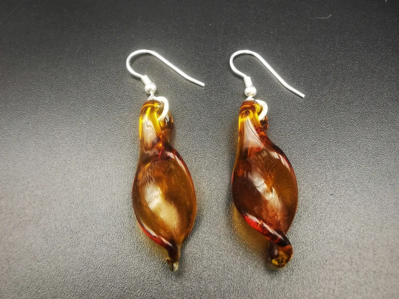 Boucles d'oreilles Feuille en verre